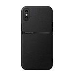 For iPhone X / XS Litchi Leather Magnetic Full Coverage Shockproof Phone Case(Black)