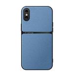 For iPhone X / XS Litchi Leather Magnetic Full Coverage Shockproof Phone Case(Blue)