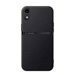 For iPhone XR Litchi Leather Magnetic Full Coverage Shockproof Phone Case(Black)