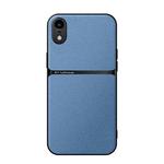 For iPhone XR Litchi Leather Magnetic Full Coverage Shockproof Phone Case(Blue)