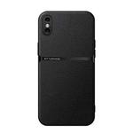 For iPhone XS Max Litchi Leather Magnetic Full Coverage Shockproof Phone Case(Black)