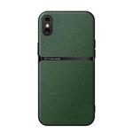 For iPhone XS Max Litchi Leather Magnetic Full Coverage Shockproof Phone Case(Green)