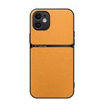 For iPhone 11 Litchi Leather Magnetic Full Coverage Shockproof Phone Case(Yellow)