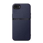 For iPhone 16e Litchi Leather Magnetic Full Coverage Shockproof Phone Case(Navy Blue)