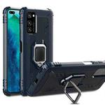 For Huawei Honor X10 Carbon Fiber Protective Case with 360 Degree Rotating Ring Holder(Blue)