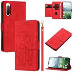 For Sony Xperia 10 V Tulips Embossed Leather Phone Case with Lanyard(Red)