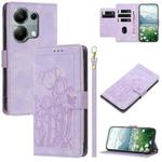 For Redmi Note 13 Pro 5G Tulips Embossed Leather Phone Case with Lanyard(Purple)