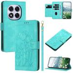 For Redmi Note 14 Pro+ 5G Tulips Embossed Leather Phone Case with Lanyard(Green)