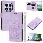 For Redmi Note 14 Pro+ 5G Tulips Embossed Leather Phone Case with Lanyard(Purple)