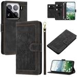 For Xiaomi 15 Pro Tulips Embossed Leather Phone Case with Lanyard(Black)