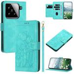 For Xiaomi 15 Tulips Embossed Leather Phone Case with Lanyard(Green)