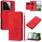 For Xiaomi 15 Tulips Embossed Leather Phone Case with Lanyard(Red)