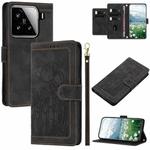 For Xiaomi 15 Tulips Embossed Leather Phone Case with Lanyard(Black)