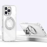 For iPhone 16 Pro Max Gear Plating PC 360 Ring Holder Magsafe Phone Case(Transparent)