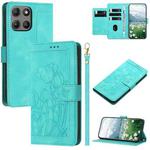 For Motorola Moto G15 Tulips Embossed Leather Phone Case with Lanyard(Green)