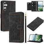 For Samsung Galaxy S23 FE 5G Tulips Embossed Leather Phone Case with Lanyard(Black)