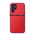 For Samsung Galaxy S22 Ultra 5G Litchi Leather Magnetic Full Coverage Shockproof Phone Case(Red)