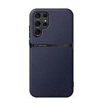 For Samsung Galaxy S22 Ultra 5G Litchi Leather Magnetic Full Coverage Shockproof Phone Case(Navy Blue)