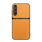 For Samsung Galaxy S24 5G Litchi Leather Magnetic Full Coverage Shockproof Phone Case(Yellow)