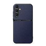 For Samsung Galaxy S25+ 5G Litchi Leather Magnetic Full Coverage Shockproof Phone Case(Navy Blue)