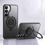 For Samsung Galaxy S25+ 5G Frosted MagSafe Phone Case with 360 Degree Rotating Holder(Black)