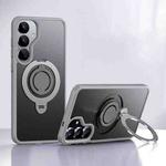 For Samsung Galaxy S25+ 5G Frosted MagSafe Phone Case with 360 Degree Rotating Holder(Grey)
