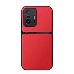 For Xiaomi 11T / 11T Pro Litchi Leather Magnetic Full Coverage Shockproof Phone Case(Red)