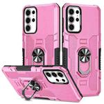For Samsung Galaxy S25 Ultra 5G Ring Holder Armor Hybrid Phone Case(Pink)