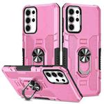 For Samsung Galaxy S24 Ultra 5G Ring Holder Armor Hybrid Phone Case(Pink)