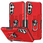 For Samsung Galaxy S24 FE 5G Ring Holder Armor Hybrid Phone Case(Red)