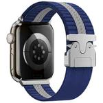 For Apple Watch 46mm / 49mm / 45mm / 44mm Parachute Buckle Braided Nylon Watch Band(Blue White)