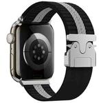 For Apple Watch 46mm / 49mm / 45mm / 44mm Parachute Buckle Braided Nylon Watch Band(Black White)