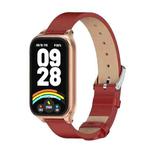 For Xiaomi Smart Band 9 Active / Redmi Band 3 Mijobs Metal Shell Microfiber PU Leather Watch Band(Red Rose Gold)