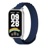 For Xiaomi Smart Band 9 Active / Redmi Band 3 Mijobs Metal Shell Nylon Watch Band(Midnight Blue Silver)