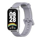 For Xiaomi Smart Band 9 Active / Redmi Band 3 Mijobs Metal Shell Silicone Watch Band(Grey Silver)