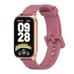 For Xiaomi Smart Band 9 Active / Redmi Band 3 Mijobs Metal Shell Silicone Watch Band(Wine Red Rose Gold)