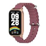 For Xiaomi Smart Band 9 Active / Redmi Band 3 Mijobs Metal Shell Marine Silicone Watch Band(Wine Red Rose Gold)