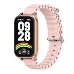 For Xiaomi Smart Band 9 Active / Redmi Band 3 Mijobs Metal Shell Marine Silicone Watch Band(Pink Rose Gold)