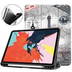 For iPad Air 2020 10.8 TPU Colored Drawing Horizontal Flip Leather Case with Three-folding Holder & Sleep / Wake-up Function(Eiffel Tower)