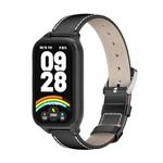 For Xiaomi Smart Band 9 Active / Redmi Band 3 Mijobs Metal Shell Genuine Leather Watch Band(Black)