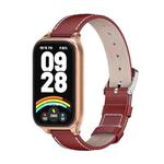 For Xiaomi Smart Band 9 Active / Redmi Band 3 Mijobs Metal Shell Genuine Leather Watch Band(Red Rose Gold)