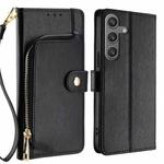 For Samsung Galaxy S25 5G Zipper Bag Leather Phone Case(Black)