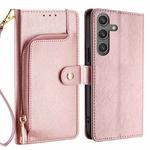 For Samsung Galaxy S25 5G Zipper Bag Leather Phone Case(Rose Gold)