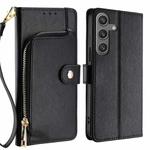 For Samsung Galaxy S25+ 5G Zipper Bag Leather Phone Case(Black)