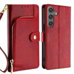 For Samsung Galaxy S25+ 5G Zipper Bag Leather Phone Case(Red)