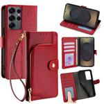 For Samsung Galaxy S25 Ultra 5G Zipper Bag Leather Phone Case(Red)