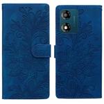 For Motorola Moto E13 Lace Floral Embossed Magnetic Buckle PU Phone Case With Wrist Strap(Blue)