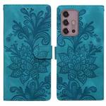 For Motorola Moto G30 / G10 / G20 Lace Floral Embossed Magnetic Buckle PU Phone Case With Wrist Strap(Green)