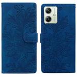 For Motorola Moto G54 / G64 Lace Floral Embossed Magnetic Buckle PU Phone Case With Wrist Strap(Blue)