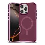 For iPhone 16 Pro Max Shockproof MagSafe Armor PC Hybrid TPU Phone Case(Wine Red+Light Pink)